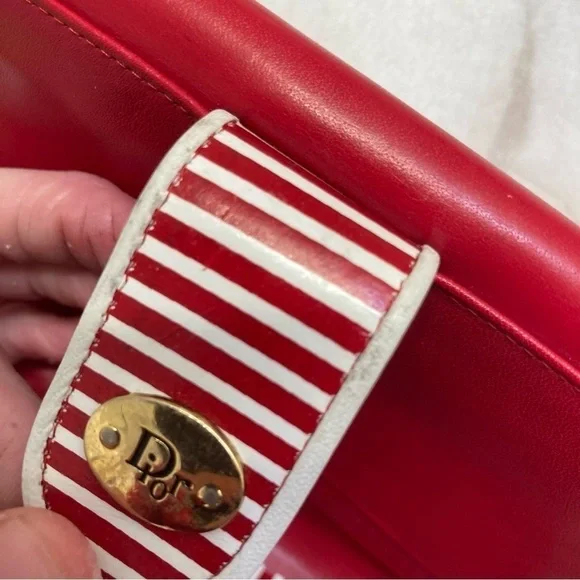 Dior vintage red and white leather wallet rare - Picture 9 of 14
